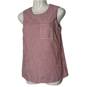 Womens J. Crew Striped Sleeveless Top/Shirt Linen Blend Resort-ready Airy Size 0
